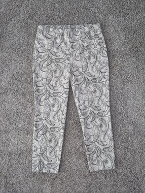 Chicos Womens Crop Stretch Pants Paisley Rayon Cotton Spandex Classic